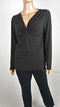 NEW ALFANI Women's Long Sleeve Black Stretch Gathered Front Blouse Top Size 6