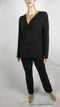 NEW ALFANI Women's Long Sleeve Black Stretch Gathered Front Blouse Top Size 6