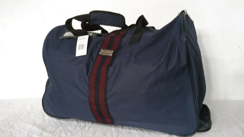 $200 Steve Madden B-Striped 22" Carry On Rolling Wheeled Duffel Bag Blue Navy