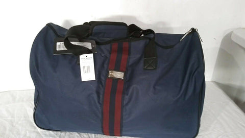 $200 Steve Madden B-Striped 22" Carry On Rolling Wheeled Duffel Bag Blue Navy