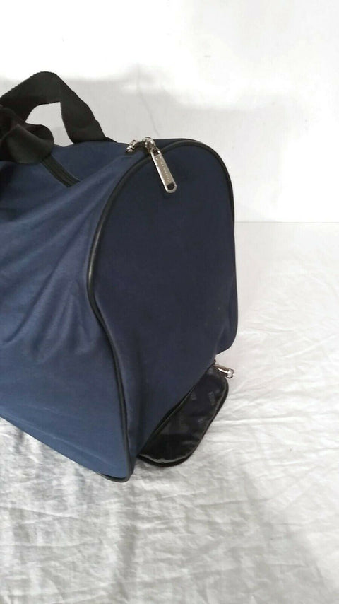 $200 Steve Madden B-Striped 22" Carry On Rolling Wheeled Duffel Bag Blue Navy