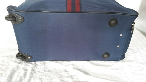 $200 Steve Madden B-Striped 22" Carry On Rolling Wheeled Duffel Bag Blue Navy