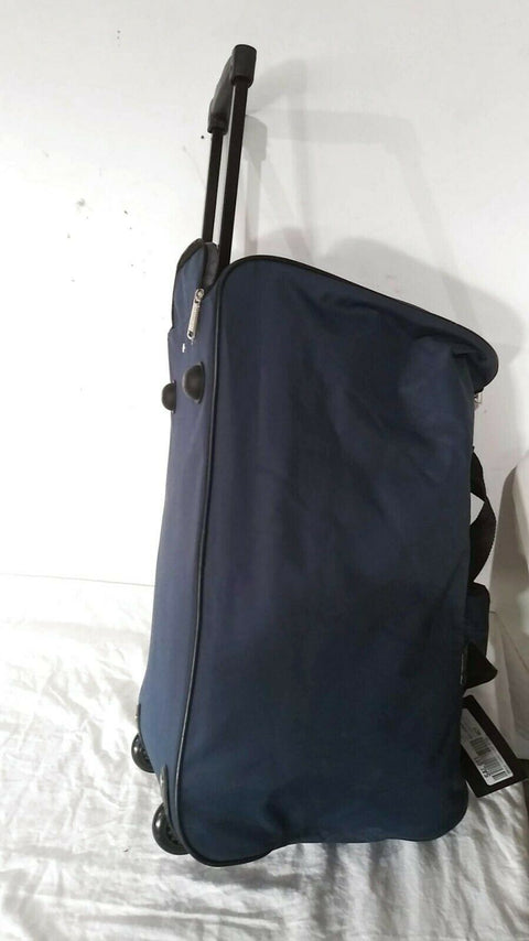 $200 Steve Madden B-Striped 22" Carry On Rolling Wheeled Duffel Bag Blue Navy