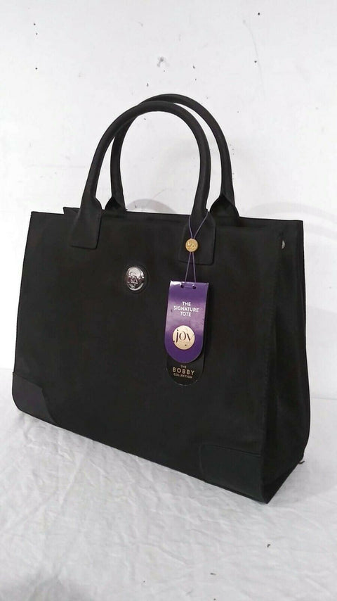 $380 New Joy Mangano Bobby Signature Black Saffiano Leather Tote Travel bag