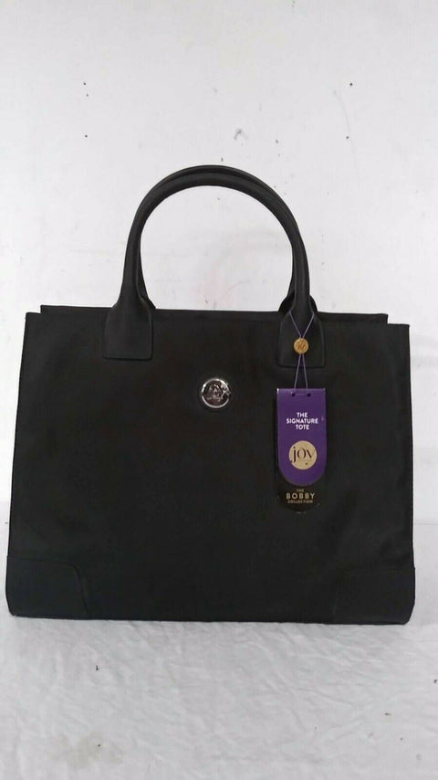 $380 New Joy Mangano Bobby Signature Black Saffiano Leather Tote Travel bag