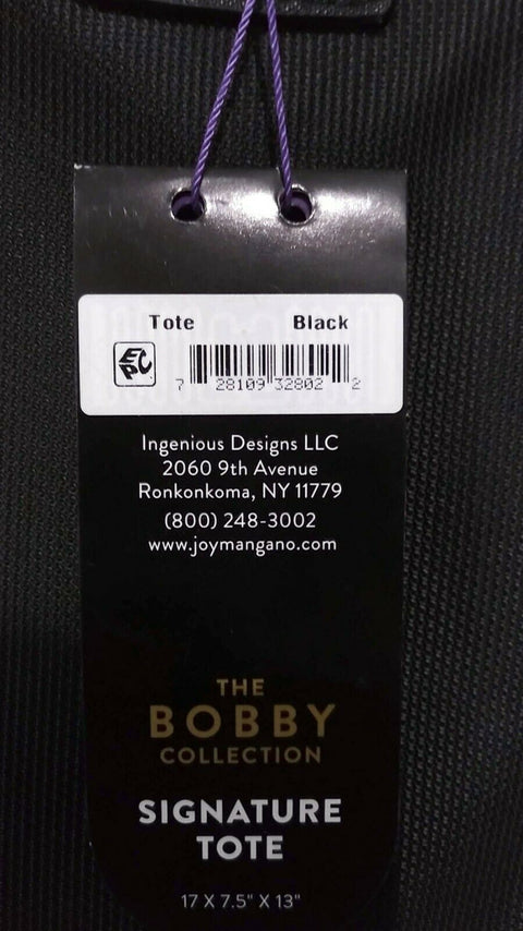 $380 New Joy Mangano Bobby Signature Black Saffiano Leather Tote Travel bag