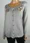 Karen Scott Women Long Sleeve Gray Embroidery Button Cardigan Sweater Plus 0X