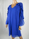 $99 Thalia Sodi Women's Blue Ruffled Illusion V-neck Shift Tunic Dress Large L