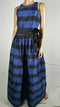 $275 NEW TAHARI Women's Black Blue Striped Long Party Gown Dress Belted Size 4 - evorr.com