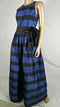 $275 NEW TAHARI Women's Black Blue Striped Long Party Gown Dress Belted Size 4 - evorr.com
