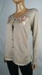 Karen Scott Women's Long Sleeve Beige Embroidery Button Cardigan Sweater Plus 1X