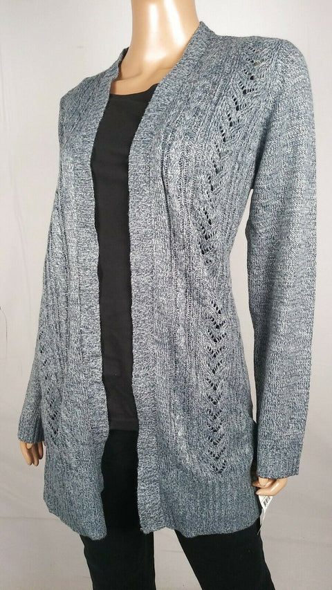 Karen Scott Women Long Sleeve Blue Front Open Cardigan Duster Sweater Plus 1X