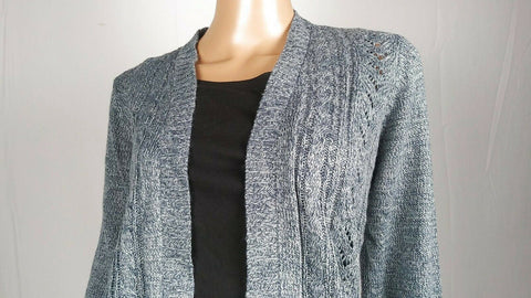 Karen Scott Women Long Sleeve Blue Front Open Cardigan Duster Sweater Plus 1X