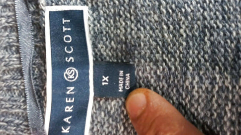Karen Scott Women Long Sleeve Blue Front Open Cardigan Duster Sweater Plus 1X
