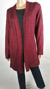 Karen Scott Women Long Sleeve Red Cable Knit Front Open Cardigan Sweater Plus 1X