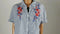 Karen Scott Women Short Sleeve Embroidery Blue Stripe Button Blouse Top Size XXL