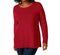 Charter Club Women Long Sleeve Red Textured Pullover Scoop-Neck Sweater Plus 2X - evorr.com