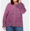STYLE&CO Women's Bell Sleeve Braided Trim Marl Pullover Sweater Purple Plus 3X