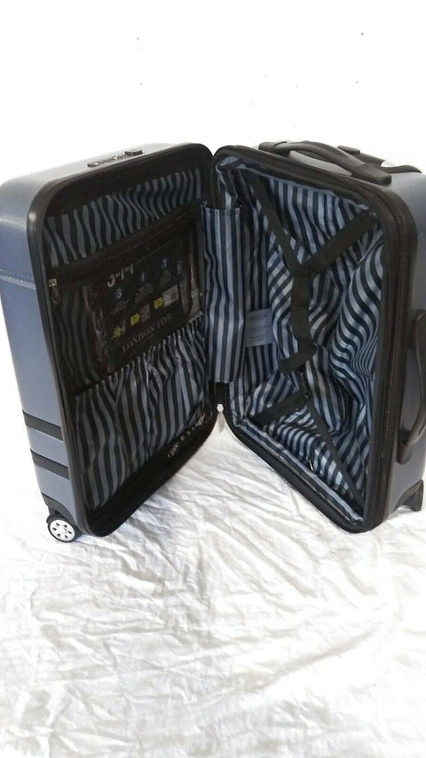 $240 London Fog Southbury II 21" Hard Carry On Expandable Luggage Suitcase Blue