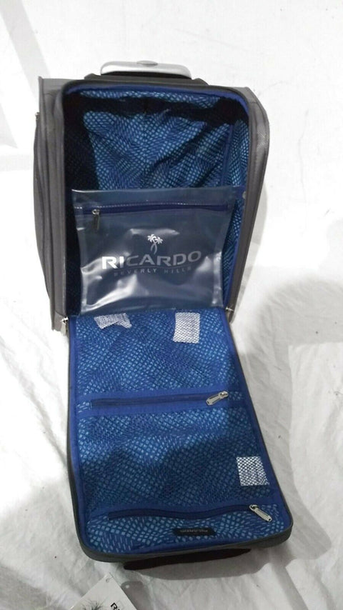 $240 NEW Ricardo Oceanside 16" Under-Seat Rolling Tote Carry On Bag Gray