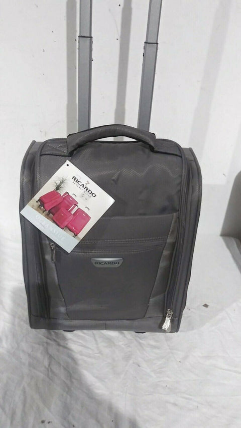 $240 NEW Ricardo Oceanside 16" Under-Seat Rolling Tote Carry On Bag Gray