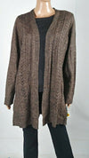 Karen Scott Women Cardigan Sweater Long-Sleeve Brown Cable Knit Acrylic Plus 1X