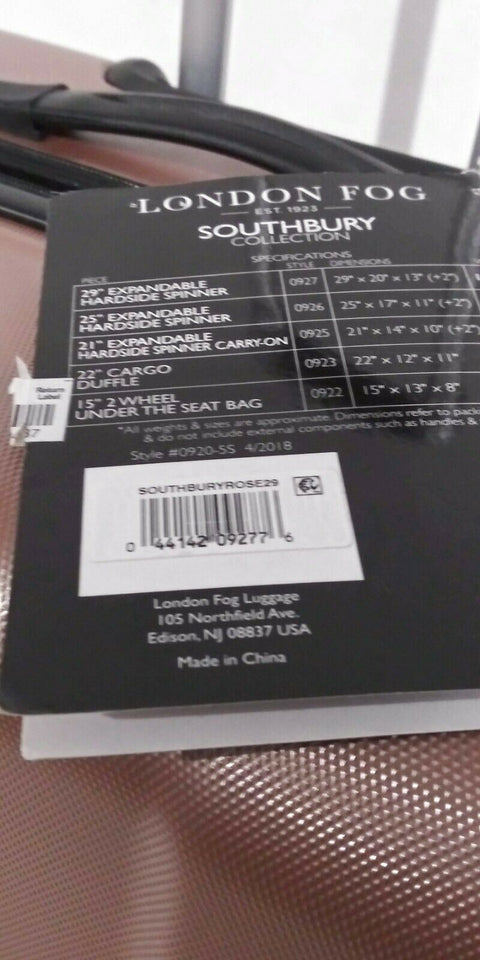 $340 NEW London Fog Southbury 29" Hard Expandable Spinner Luggage Suitcase Pink