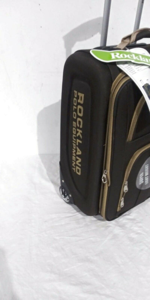 $260 New Rockland Varsity Polo 22" Carry On Luggage Rolling Wheel Suitcase Brown