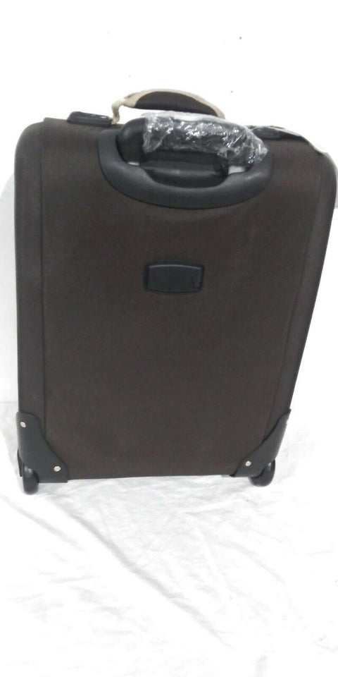 $260 New Rockland Varsity Polo 22" Carry On Luggage Rolling Wheel Suitcase Brown
