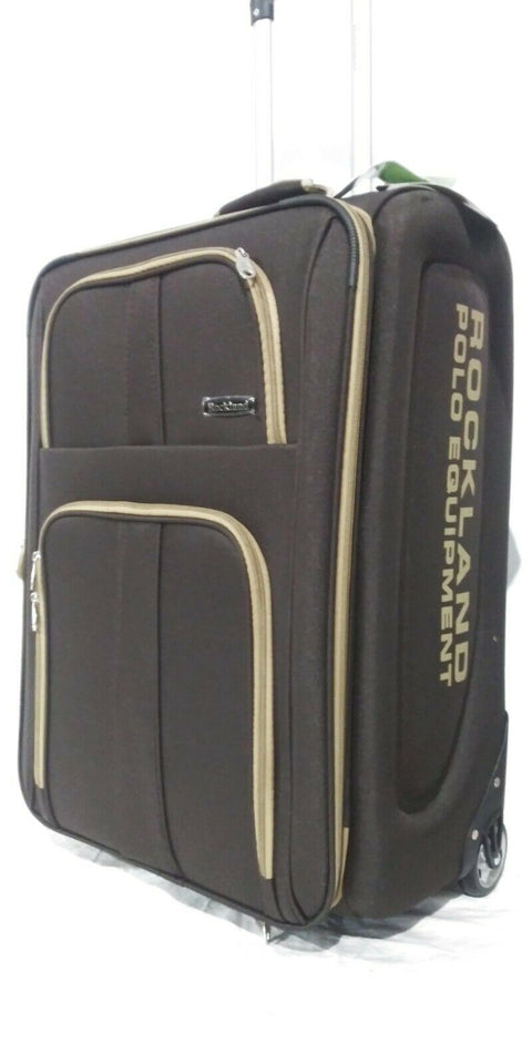 $280 New Rockland Varsity Polo 26" Check IN Luggage Rolling Wheel Suitcase Brown