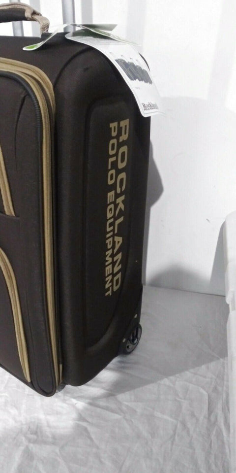 $280 New Rockland Varsity Polo 26" Check IN Luggage Rolling Wheel Suitcase Brown