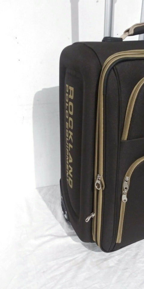 $280 New Rockland Varsity Polo 26" Check IN Luggage Rolling Wheel Suitcase Brown
