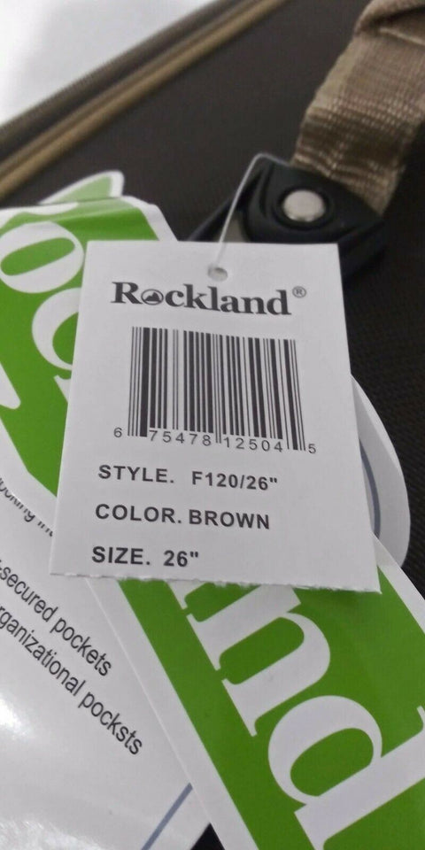 $280 New Rockland Varsity Polo 26" Check IN Luggage Rolling Wheel Suitcase Brown
