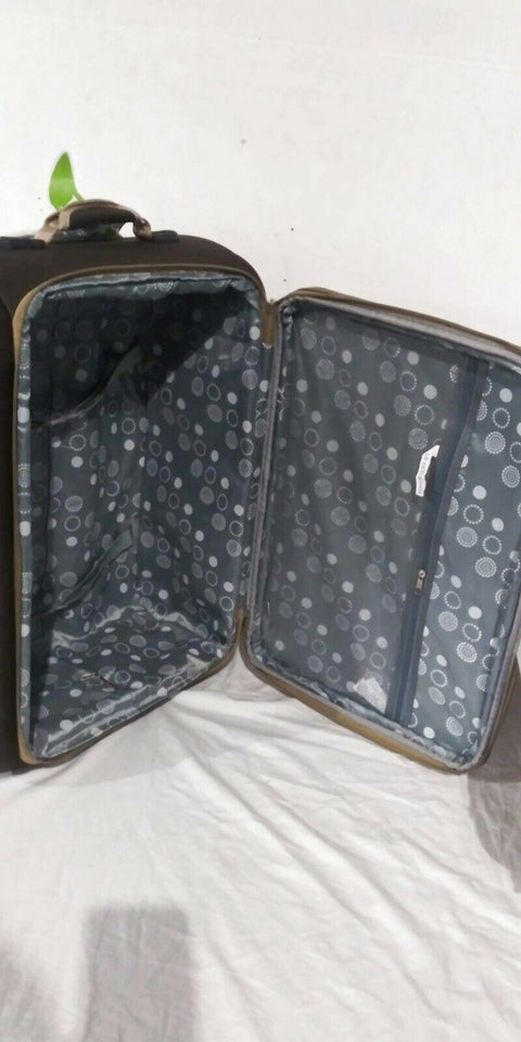 $280 New Rockland Varsity Polo 26" Check IN Luggage Rolling Wheel Suitcase Brown