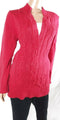 Karen Scott Women V-Neck Long-Sleeve Cable-Knit Collar Cotton Red Sweater Top M