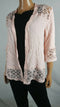 New NY COLLECTION Women 3/4 Sleeve Front-Open Pink Lace Duster Shrug Size S