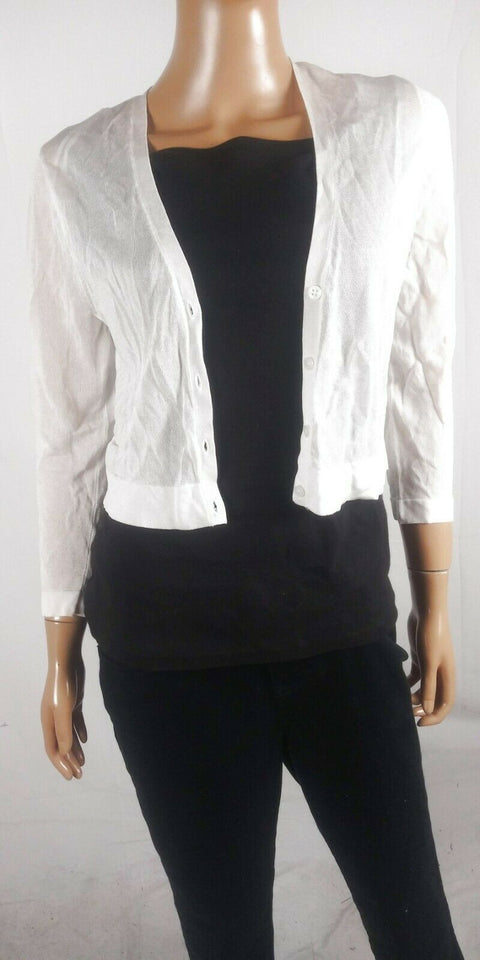 Ralph Lauren Women's 3/4 Sleeve Button-Front Viscose Nylon Cardigan Shrug Top M