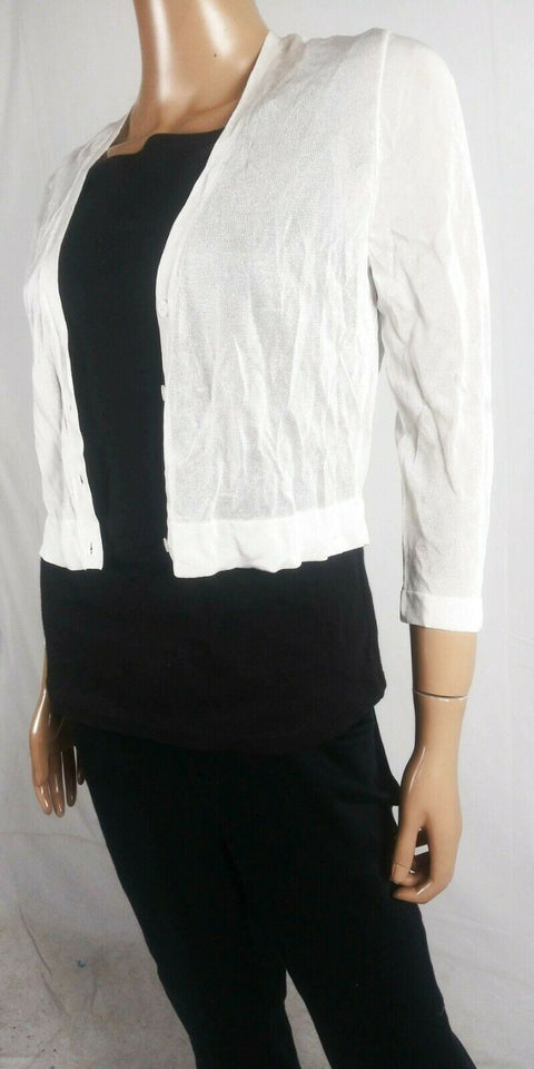 Ralph Lauren Women's 3/4 Sleeve Button-Front Viscose Nylon Cardigan Shrug Top M