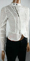 New BAR III Women's Long-Sleeve Front Zipper Eyelet Jacket Shrug White Size XS