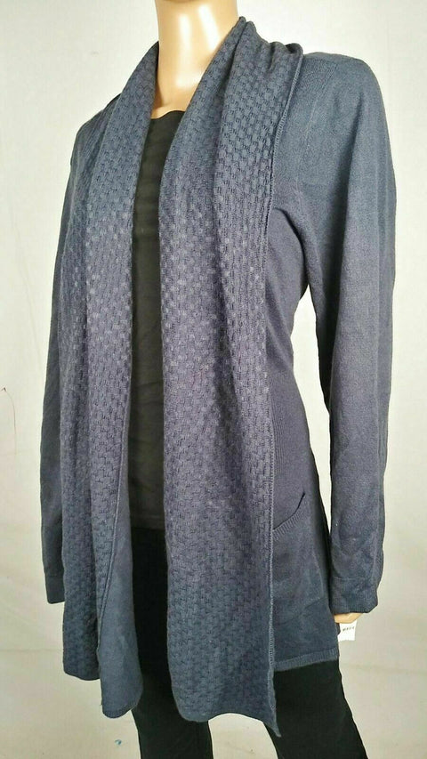 Karen Scott Women Long Sleeve Blue Front Open Textured Cardigan Sweater Plus 1X
