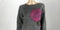 9STYLE&CO Women's Bishop Long Sleeve Jacquard Pullover Sweater Gray Pink Plus 0X