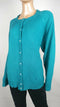 Karen Scott Women Long Sleeve Teal Blue Pearl Button Cardigan Sweater Plus 2X