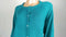 Karen Scott Women Long Sleeve Teal Blue Pearl Button Cardigan Sweater Plus 2X