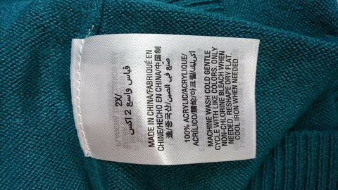 Karen Scott Women Long Sleeve Teal Blue Pearl Button Cardigan Sweater Plus 2X