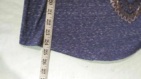 New STYLE&CO Women Long Sleeve Blue Metallic Printed Graphic Blouse Top Plus 1X - evorr.com