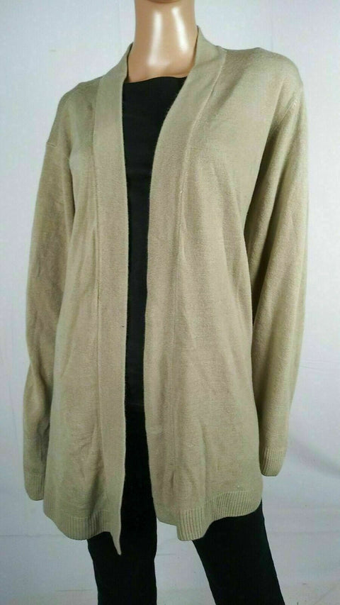 Karen Scott Women Long Sleeve Beige Knit Front-Open Cardigan Sweater Plus 2X