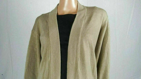 Karen Scott Women Long Sleeve Beige Knit Front-Open Cardigan Sweater Plus 2X