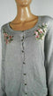 Karen Scott Women Long Sleeve Gray Embroidery Button Cardigan Sweater Plus 2X