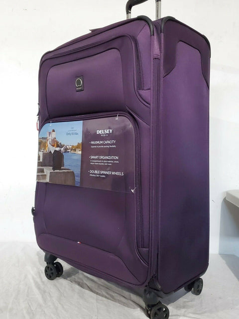 $360 New Delsey OptiMax Lite 28" Expandable Suitcase Luggage Purple Soft Upright