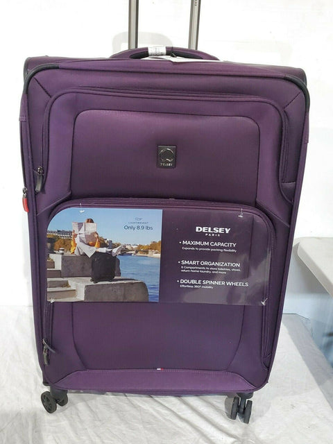 $360 New Delsey OptiMax Lite 28" Expandable Suitcase Luggage Purple Soft Upright